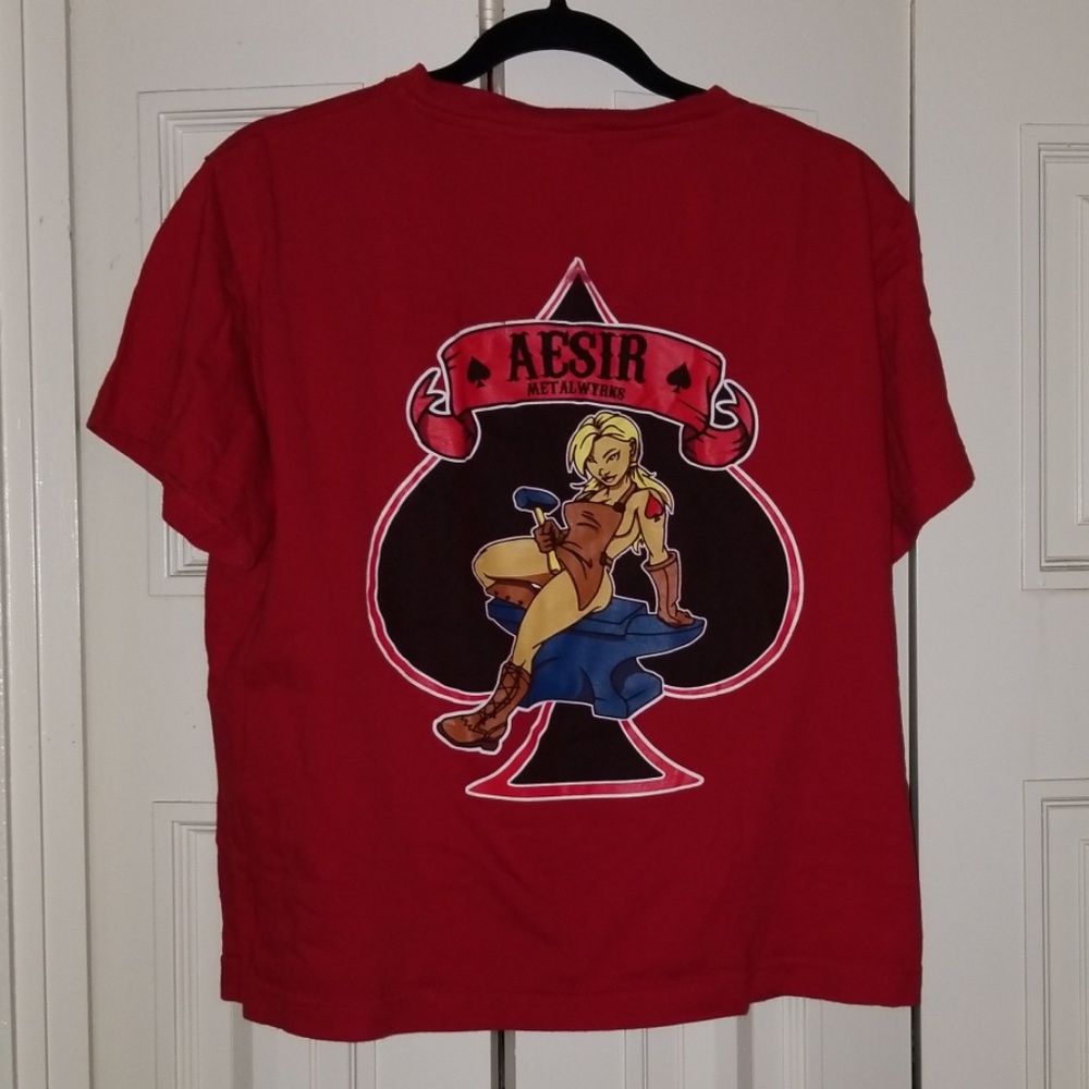 Aesir Metalwyrks red crop tee